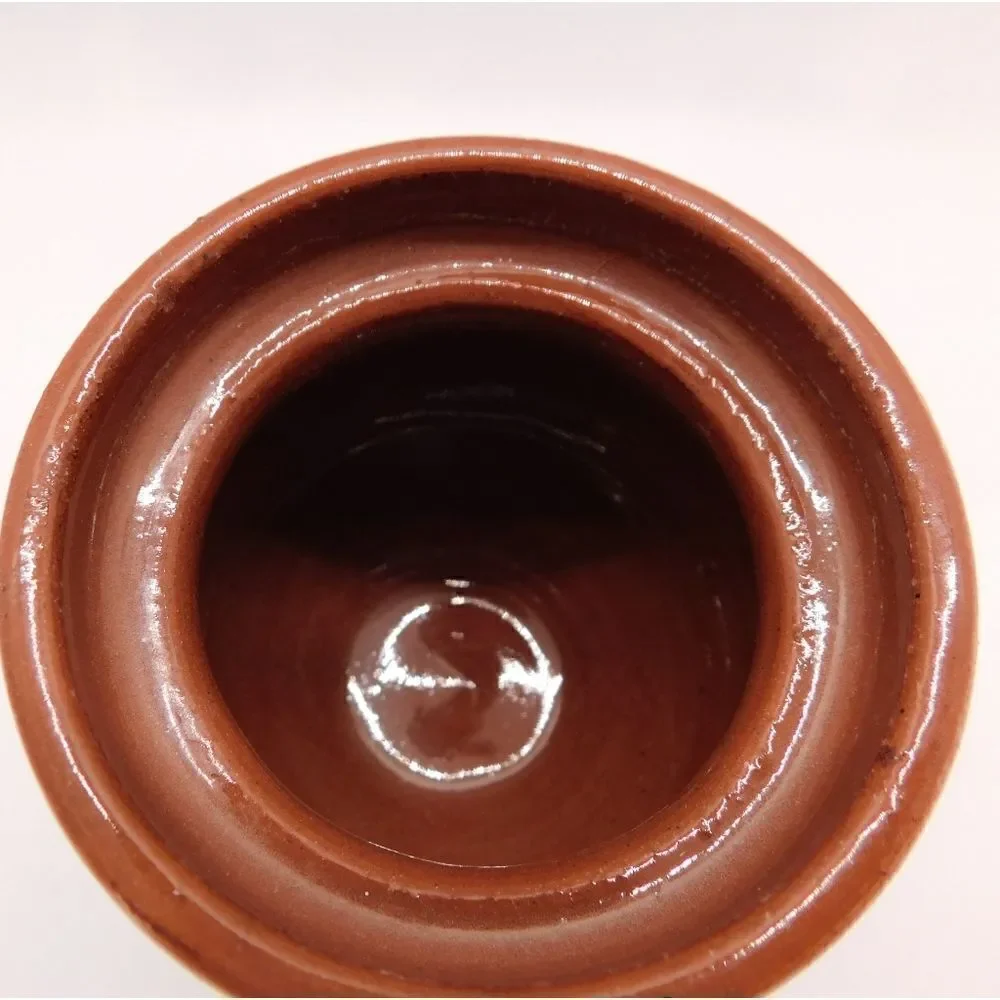 Peacock eye drip redware vase